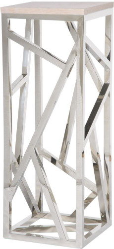 консоль geometric высокая 40x40x110 хром, белая столешница в Калининграде