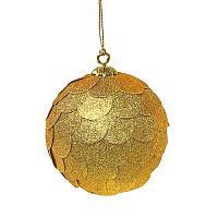 шар новогодний золотой с блестящими чешуйками paper ball, 10 см в Калининграде