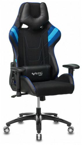 игровое кресло бюрократ бюрократ viking 4 aero, обивка: искусственная кожа, цвет: иск.кожа черная/ткань черная 26-28/сетка синяя(tw-10)-голубая(tw-55)-серая(tw-12) в Калининграде