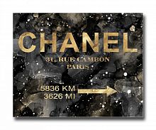 постер chanel на чёрном в золотом a4 в Калининграде
