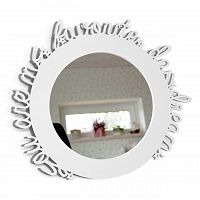 Зеркало белое круглое в раме с надписью Daydream