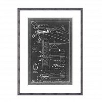 постер aeronautic blueprint 2 черный в Калининграде