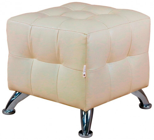 пуф шарм-дизайн квадро мини хром экокожа бежевый в Калининграде