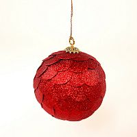 шар новогодний красный с блестящими чешуйками paper ball, 10 см в Калининграде