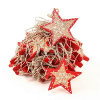 набор елочных украшений звезда деревянная с красным ободком christmas stars, 30 штук в Калининграде