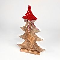 украшение новогоднее большое ель деревянная красная в горошек love tree, 42х27х5 см в Калининграде