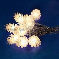 светодиодная гирлянда «шишки» 280см белая (09582) uniel uld-s0280-020/dta warm white ip20 pine cones в Калининграде