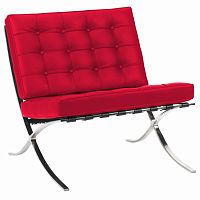 кресло barcelona chair кожа красное в Калининграде