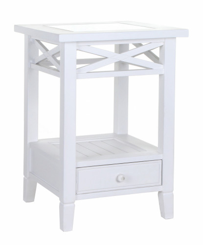 тумбочка прикроватная со стеклом бретань с состариванием белая в Калининграде