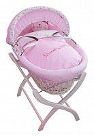 колыбель-переноска gift wicker moses basket белая, розовое белье в Калининграде