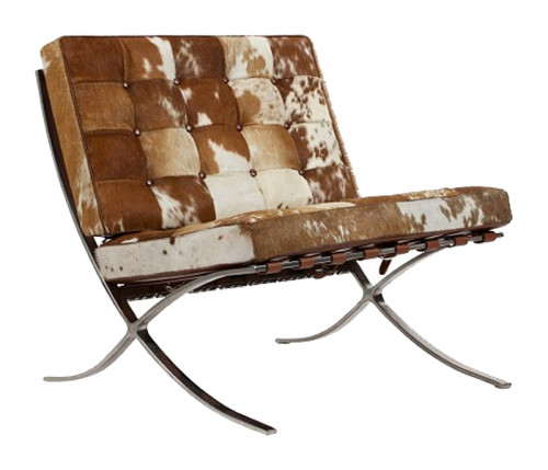 кресло barcelona chair коричнево-белое в Калининграде