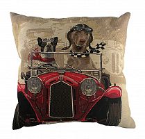 подушка с забавными собаками на красном автомобиле doggie drivers red в Калининграде