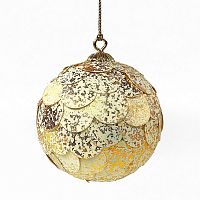 шар новогодний золотой с мраморными чешуйками paper ball, 10 см в Калининграде