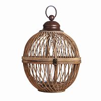 подсвечник-фонарь круглый деревянный большой со стеклом bamboo, 40 см в Калининграде