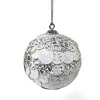 шар новогодний серебряный с мраморными чешуйками paper ball, 10 см в Калининграде