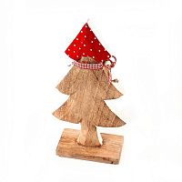 украшение новогоднее ель деревянная красная в горошек love tree, 28х12х6 см в Калининграде