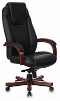 кресло для руководителя бюрократ бюрократ t-9923 walnut, обивка: натуральная кожа, цвет: кожа (black) в Калининграде