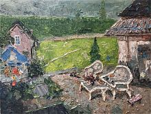 картина маслом во дворе в Калининграде